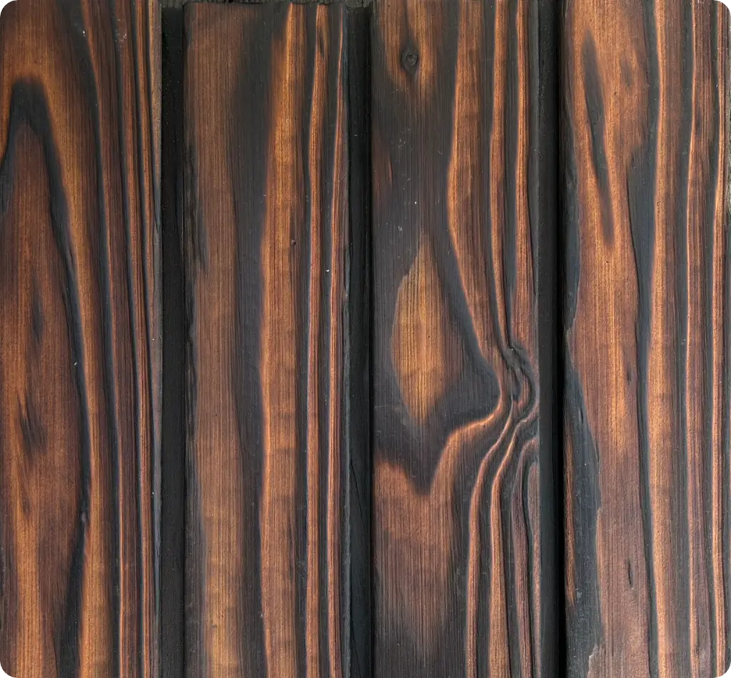 Natural Larch - Rhombus Profile · 145×3600 mm | Charred wood product | Yakiwood Natural Larch, Rhombus Profile · 145×3600 mm