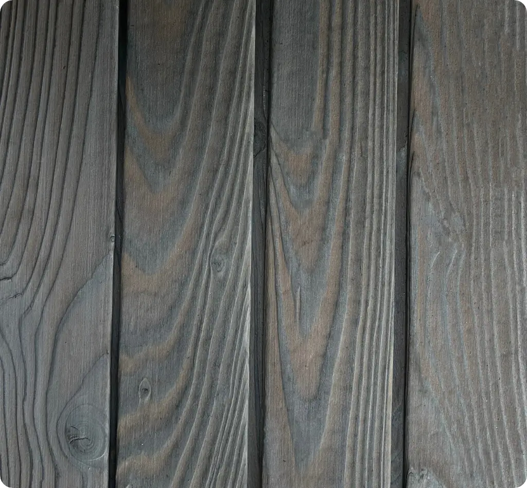 Silver Larch - Half Taper Profile · 145×3600 mm | Charred wood product | Yakiwood Silver Larch, Half Taper Profile · 145×3600 mm